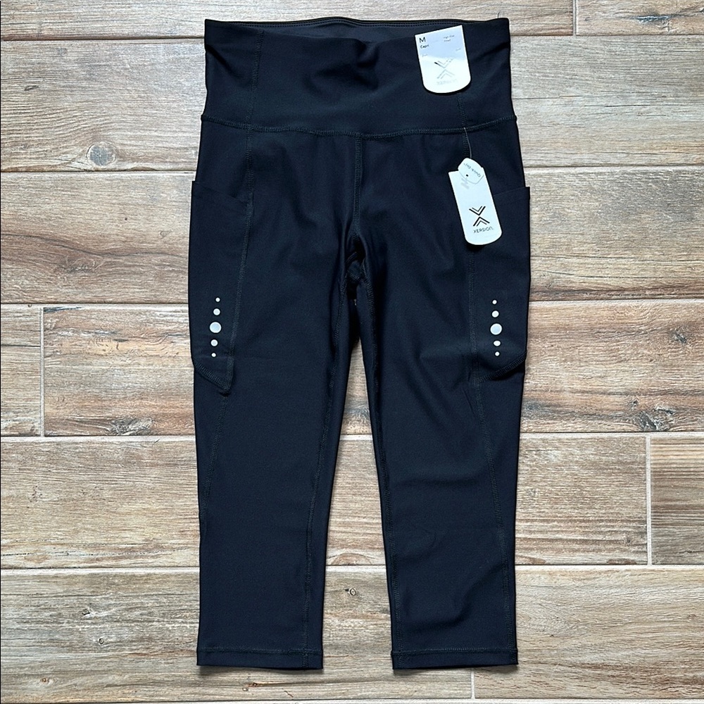 Xersion Train Black Leggings Quick-Dri High Compression UPF 50 Size Medium